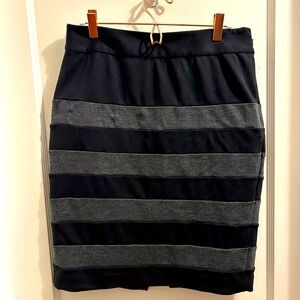 White House Black Market pencil skirt stretch. Black and gray stripes side zip 8